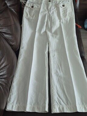 GAP Wide Leg Cream Linen Pants
